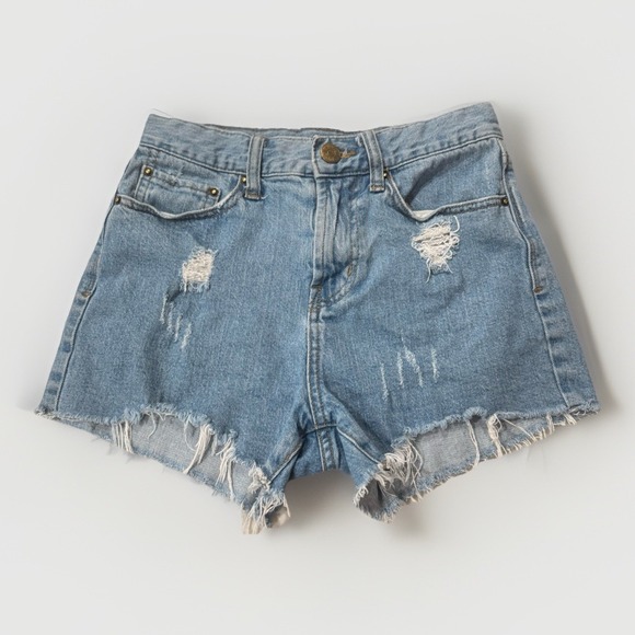 BDG Denim - Urban‎ Outfitters BDG Women's High Rise Raw Hem Denim Jean 3" Shorts Size 25